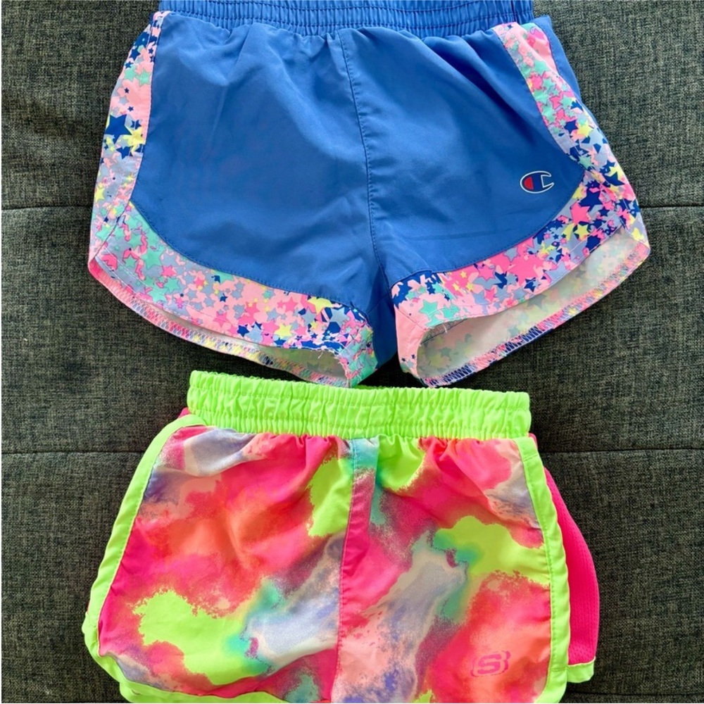 Champion & Sketchers - Kids Blue and Neon Star Shorts Set (18 months)